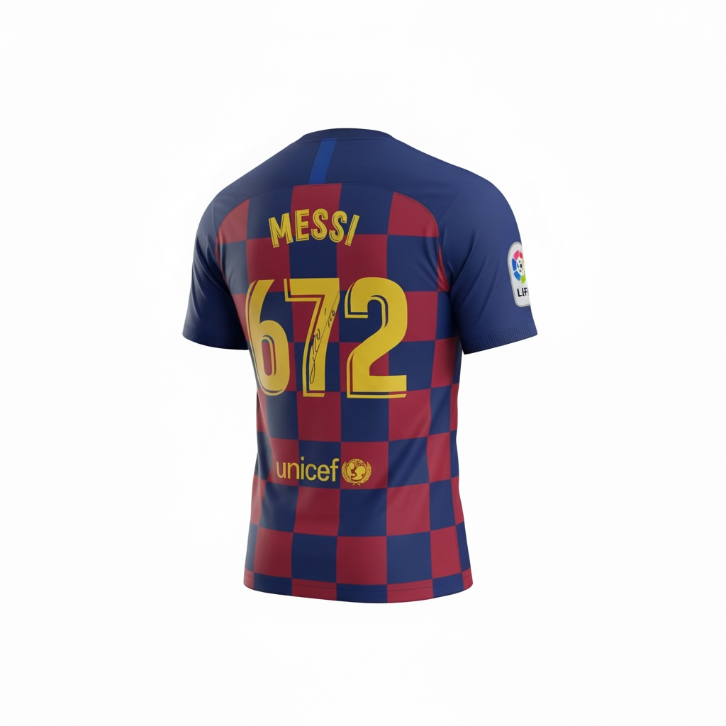 Lionel Messi Signed “672” Barcelona Shirt