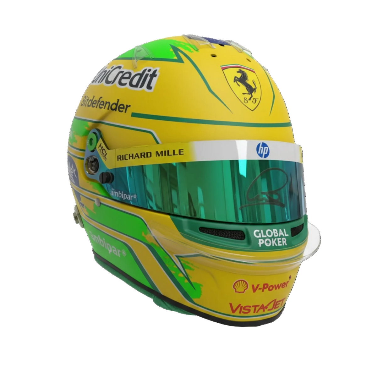 Lewis Hamilton Signed Visor — Official Bell 1:1 Replica Helmet — 2025 Brazil GP Senna Tribute — 4/10