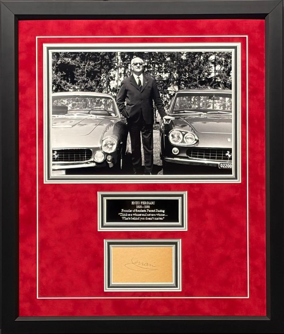 Enzo Ferrari Signed Display — Founder of Scuderia Ferrari
